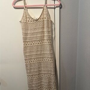 Freshman 1996 Cream Crochet Midi Dress